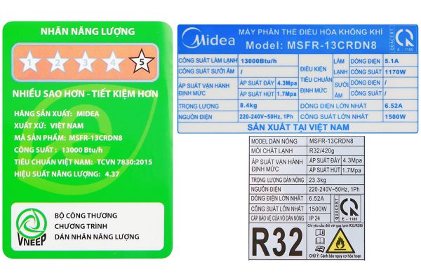 Máy Lạnh Treo Tường Midea MSAGII-13CRDN8 (1.5HP, Inverter, Gas R32)