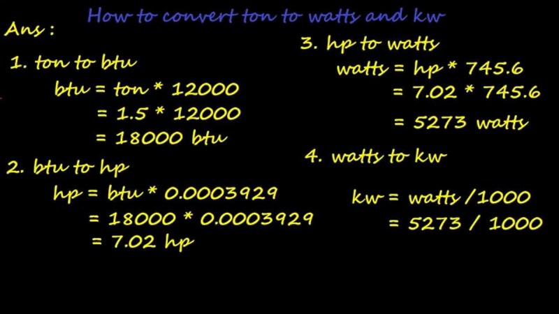 đổi btu sang kw và hp
