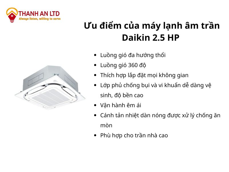 Ưu điểm nổi bật của máy lạnh âm trần Daikin FCNQ21MV1 2.5 HP