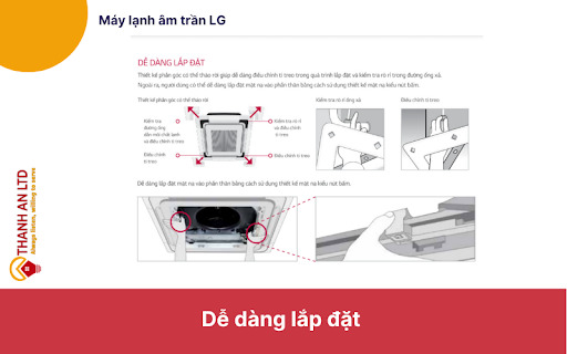 Máy lạnh âm trần LG dễ dàng lắp đặt