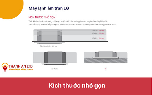 Máy lạnh âm trần LG với kích thước nhỏ gọn