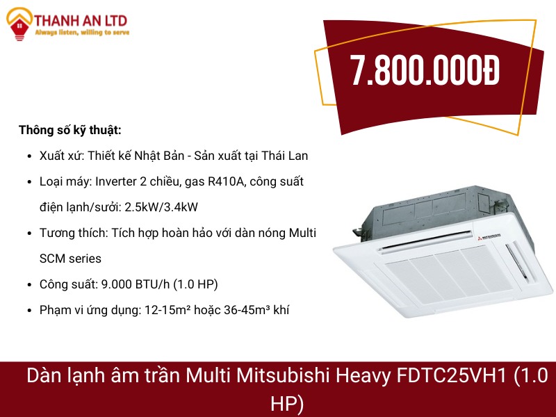 Máy lạnh multi Mitsubishi Heavy FDTC25VH1 (1.0)