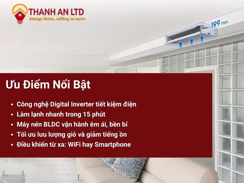 Ưu điểm nổi bật của máy lạnh âm trần nối ống gió Samsung