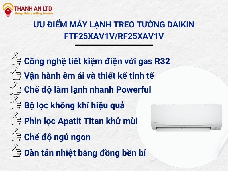 ưu điểm nôi bật daikin FTF25XAV1V/RF25XAV1V 3