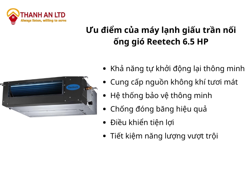 Máy lạnh giấu trần nối ống gió Reetech 6.5HP sở hữu 6 ưu điểm nổi bật