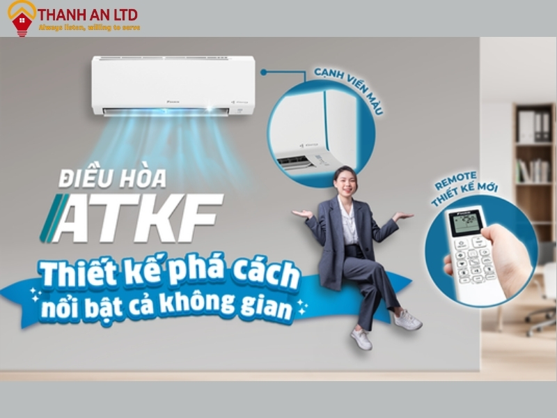 Máy lạnh Daikin mang lại sự sang trọng với màu trắng và viền xanh nổi bật