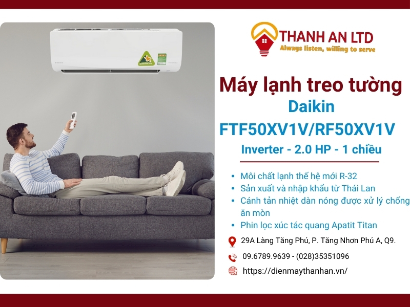 Tìm hiểu máy lạnh treo tường Daikin 1 chiều lạnh FTF50XV1V/RF50XV1V