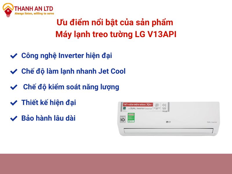 Ưu điểm nổi bật của máy lạnh treo tường LG V13API1