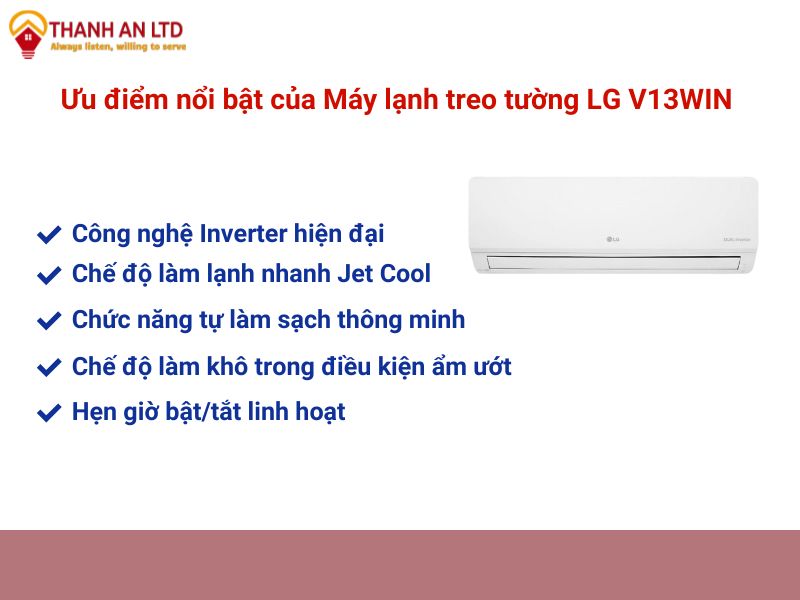 Ưu điểm nổi bật máy lạnh treo tường LGV13WIN